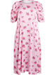 Floral midi dress with puff sleeves, Pink, Packshot image number 0