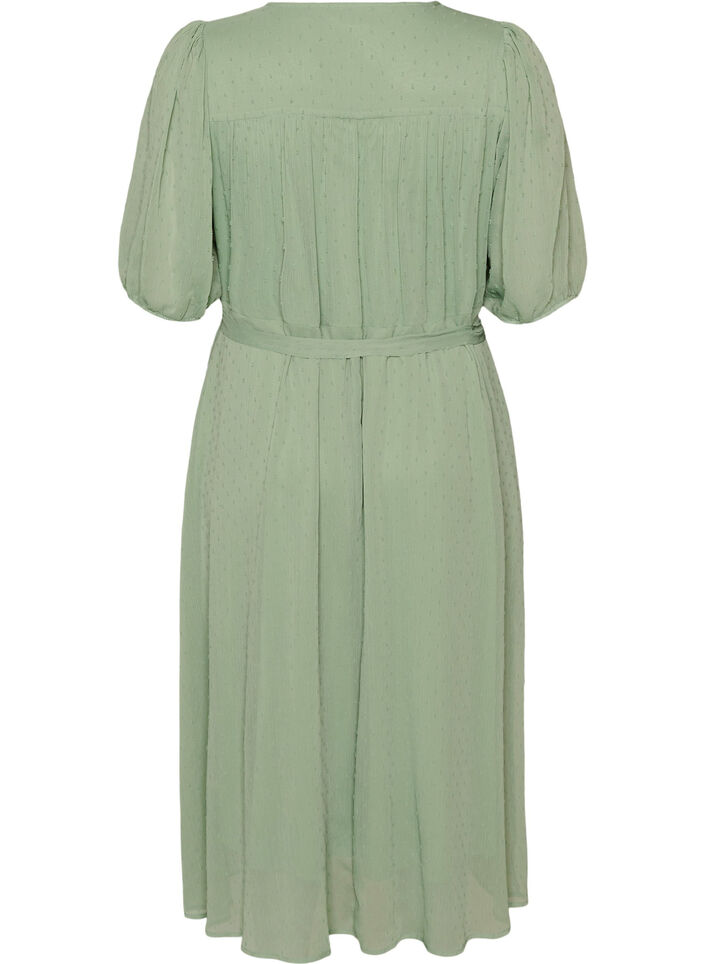 V-neck midi dress with tie fastening, Green, Packshot image number 1