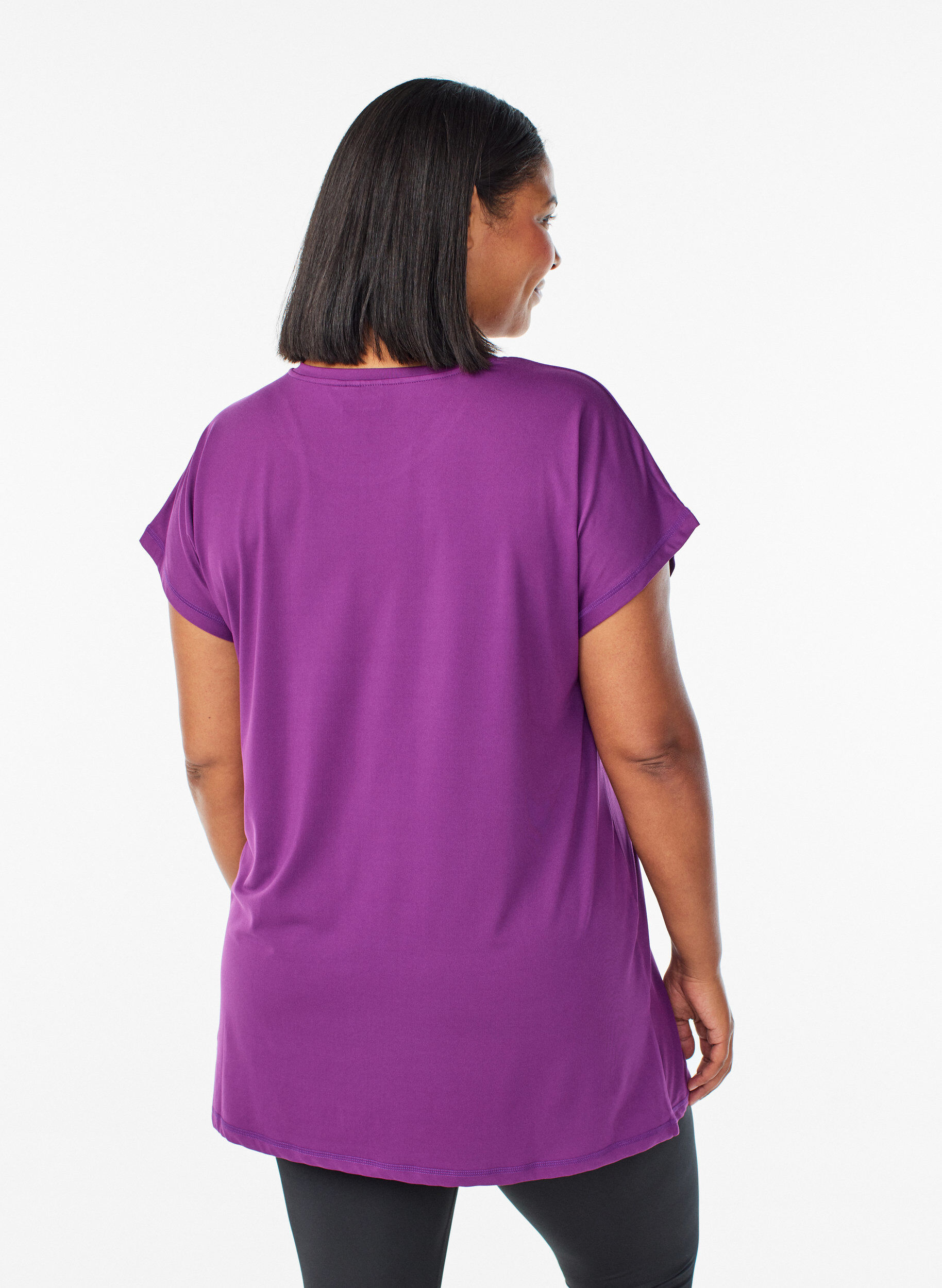 ZizzifashionLong workout T-shirt, Purple, Model image number 2