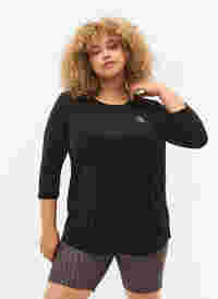 Workout top with 3/4 sleeves, Black, Model