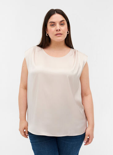 Plain-coloured top with a round neckline, Gray Morn, Model image number 0