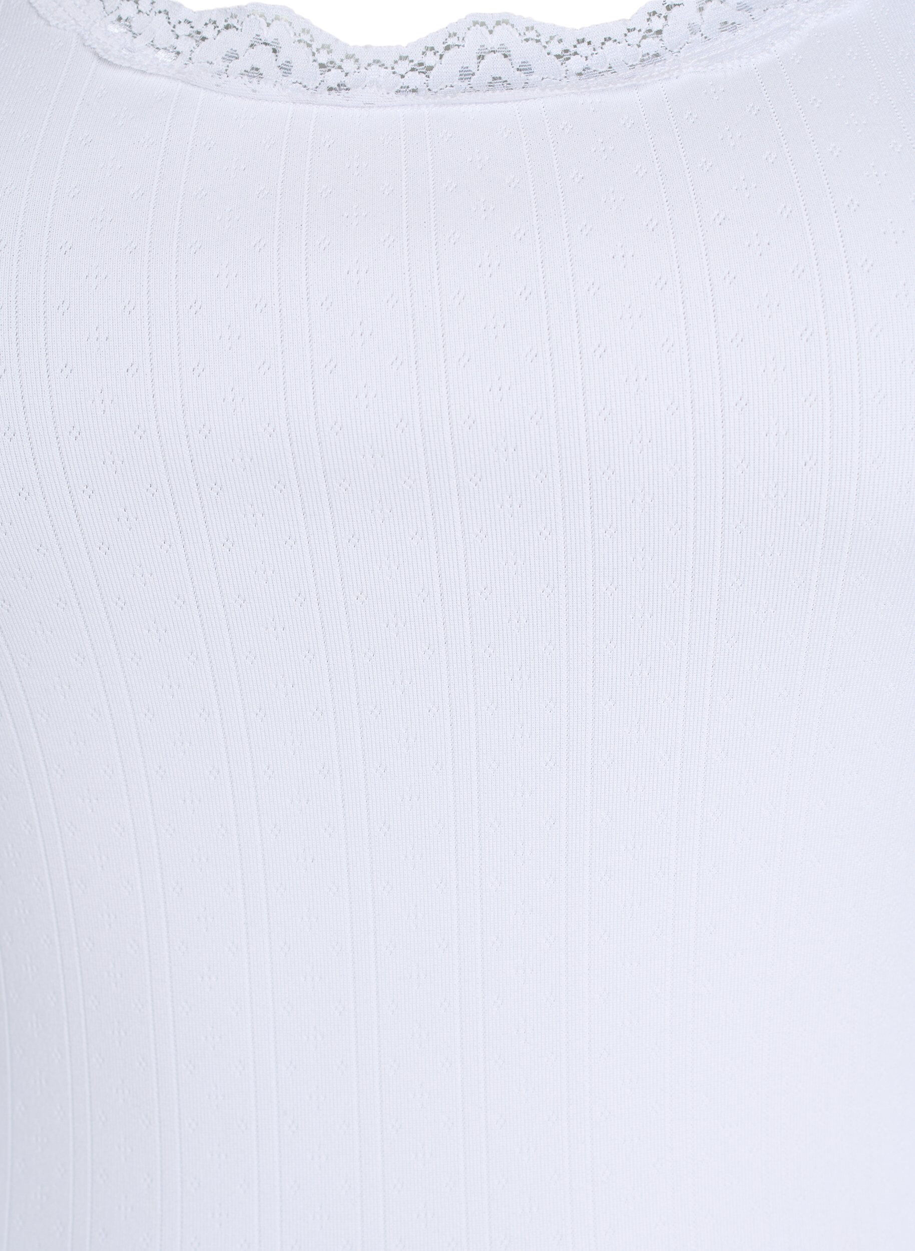 Zizzifashion Tank top with lace trim and eyelet embroidery, White, Packshot image number 2