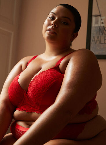 Alma bra with underwire and lace, True Red , Image image number 0