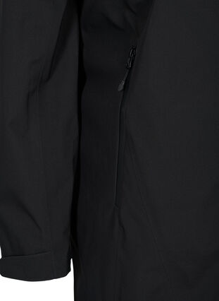 Long, hooded ski jacket with pockets, Black w/Black, Packshot image number 3