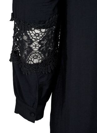 Viscose dress with crochet details, Black, Packshot image number 3