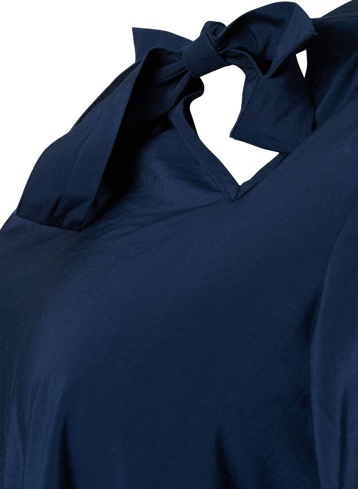 Long sleeve viscose dress with bow, Total Eclipse, Packshot image number 2