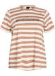Organic cotton T-shirt with stripes and text, Brown, Packshot image number 0