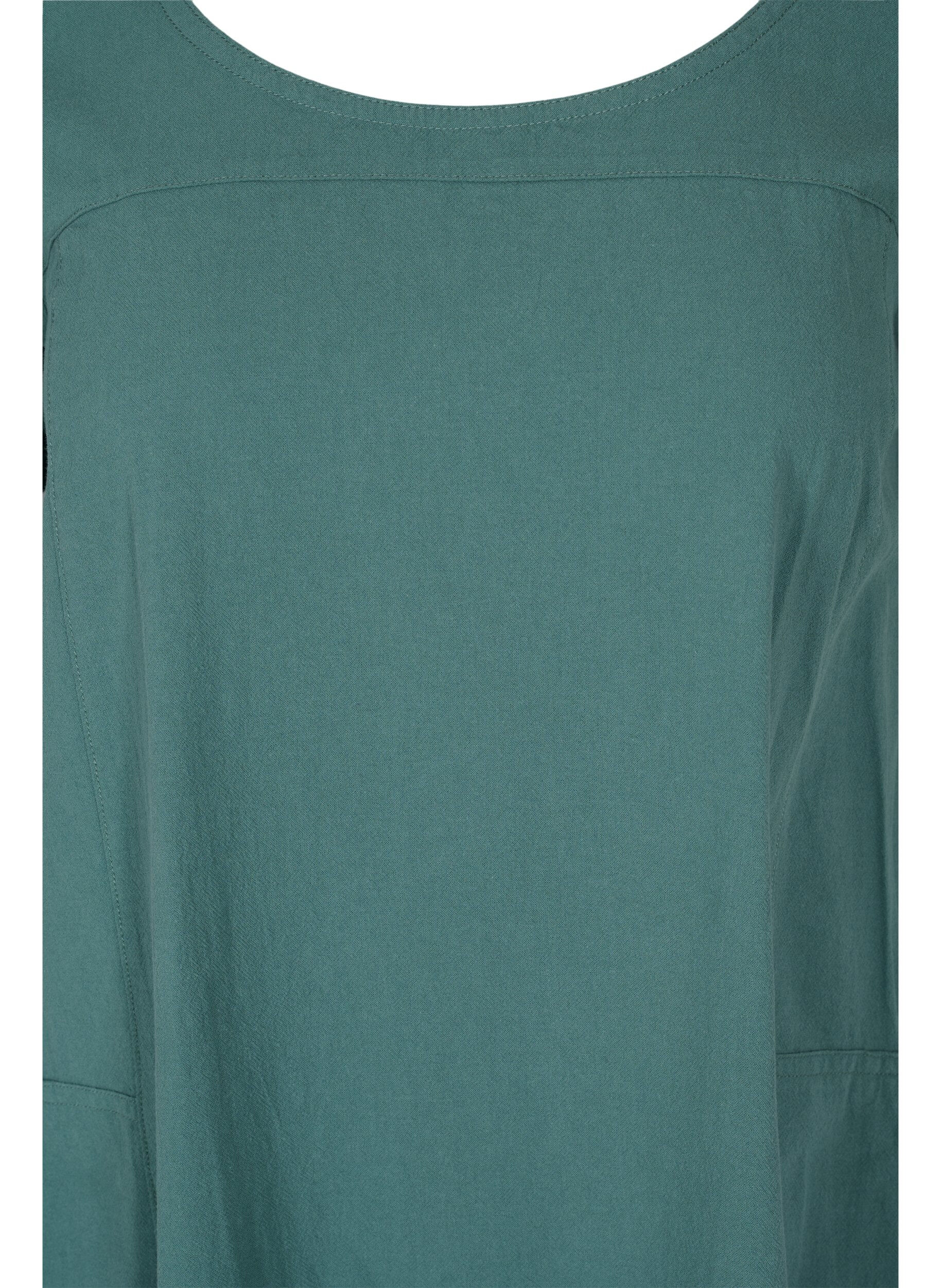 Zizzifashion Short-sleeved cotton dress, Green, Packshot image number 2