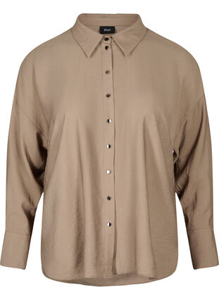 Long-sleeved viscose shirt, Timber Wolf, Packshot image number 0