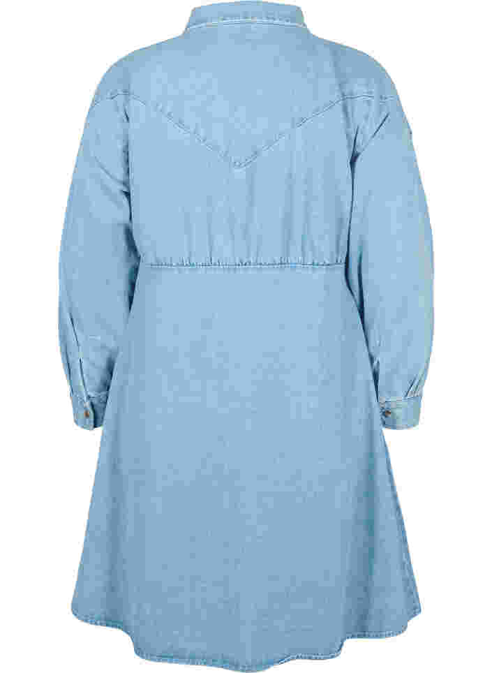 Denim dress with buttons and long sleeves, Light blue denim, Packshot image number 1