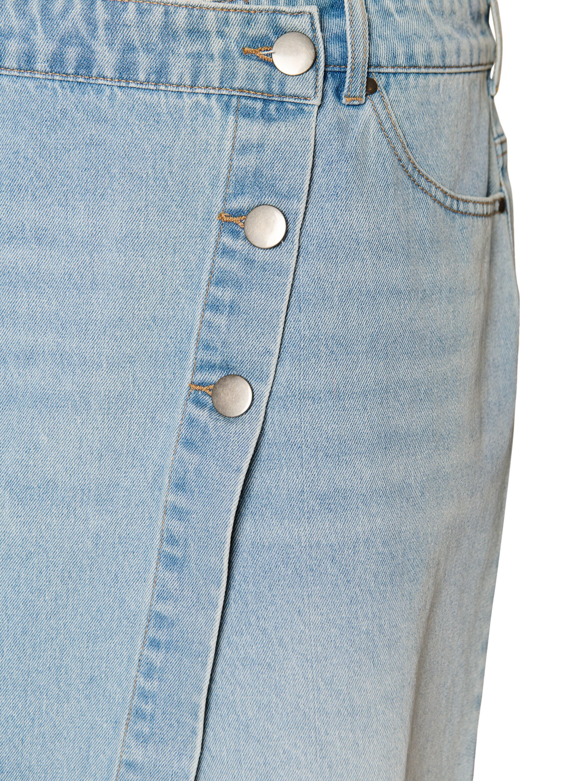 ZizzifashionDenim skorts with a wrap-over effect and high waist, Light Blue, Packshot image number 2