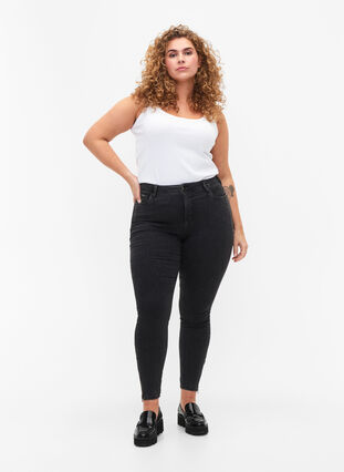 Cropped Amy jeans with a zip, Grey Denim, Model image number 3