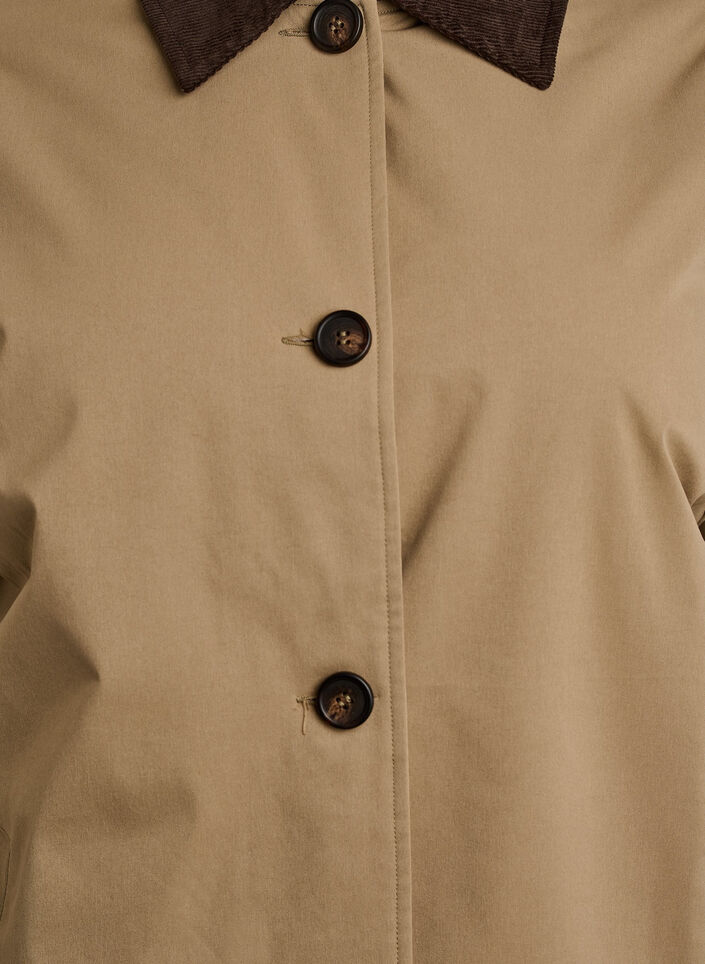 Mid-length jacket with corduroy collar, Beige, Packshot image number 2