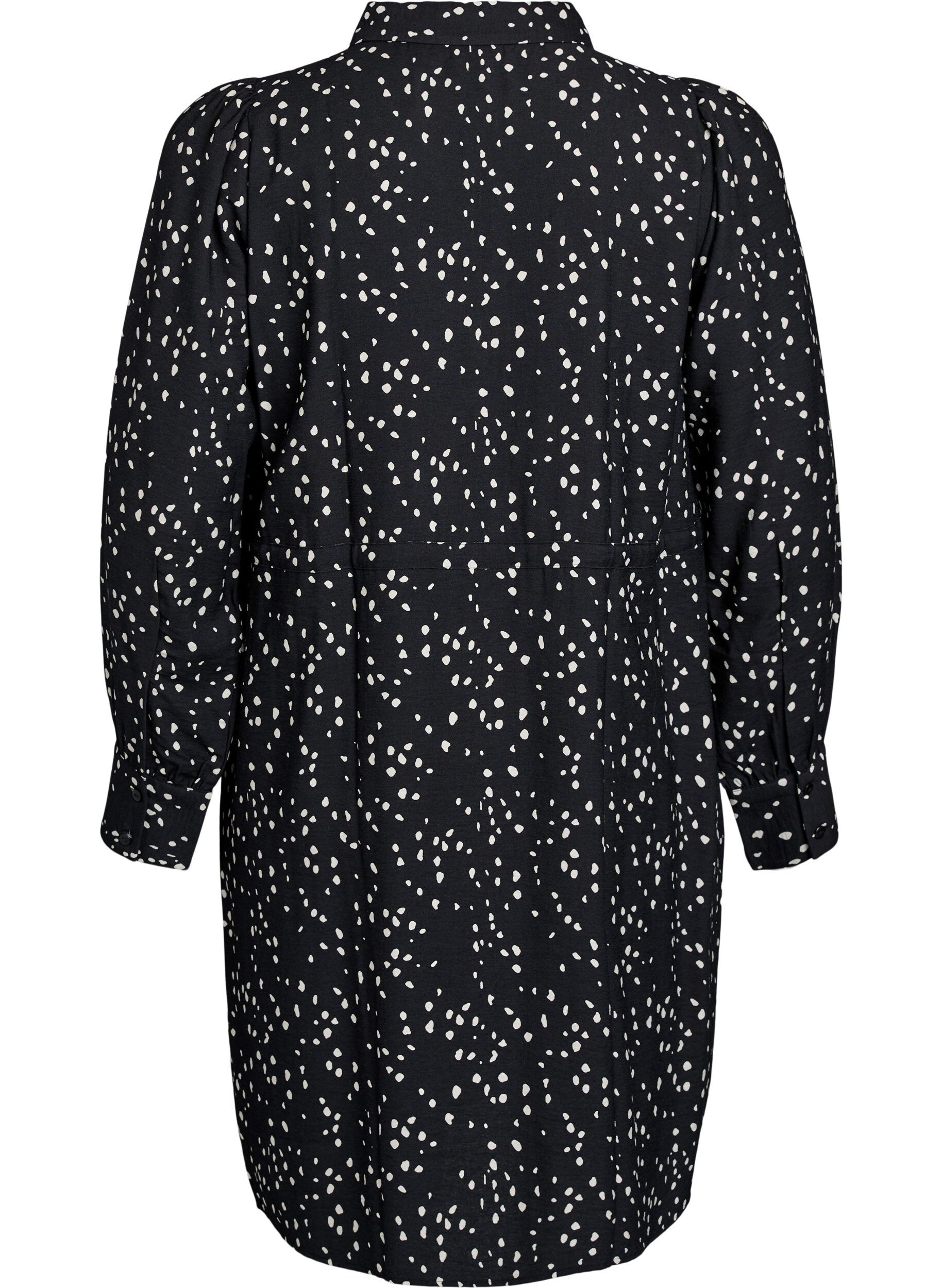 Zizzifashion Shirt dress with tie belt and print, Black, Packshot image number 1