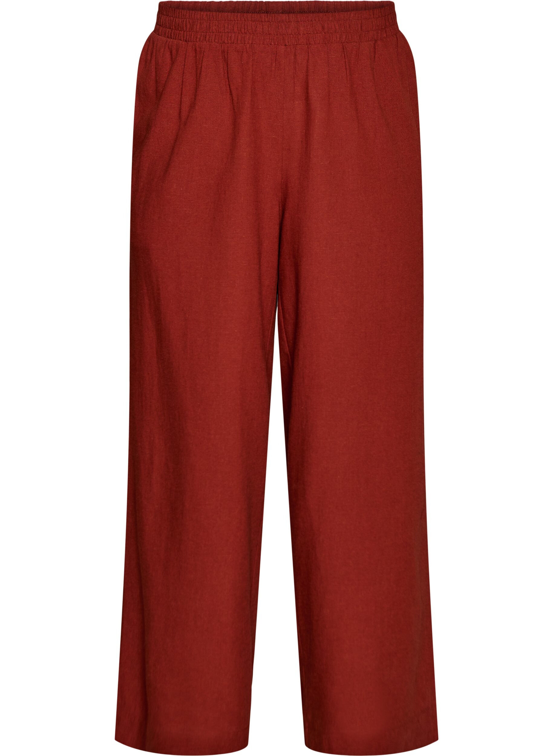 Wide-leg linen and viscose trousers