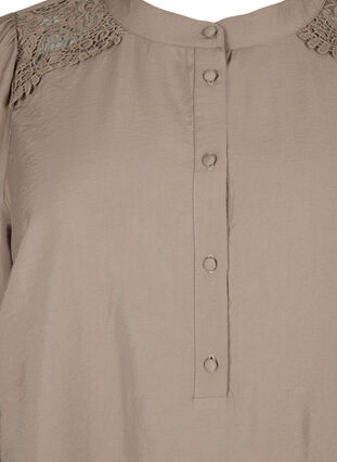 Viscose blouse with crocheted details, Caribou, Packshot image number 2