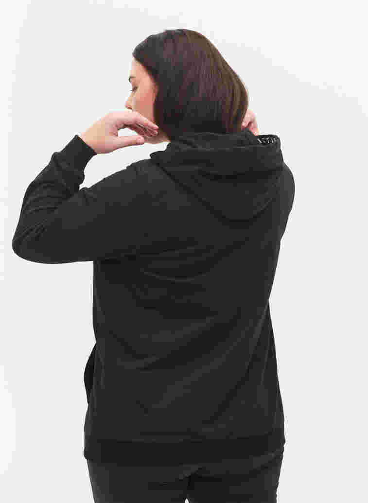 Workout sweat with zip and hood, Black, Model image number 1