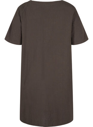 Short-sleeved cotton dress with buttons, Khaki Green, Packshot image number 1