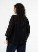 Viscose blouse with a ruffle collar, Black, Model image number 2