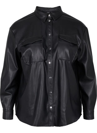 Shirt in faux leather, Black, Packshot image number 0