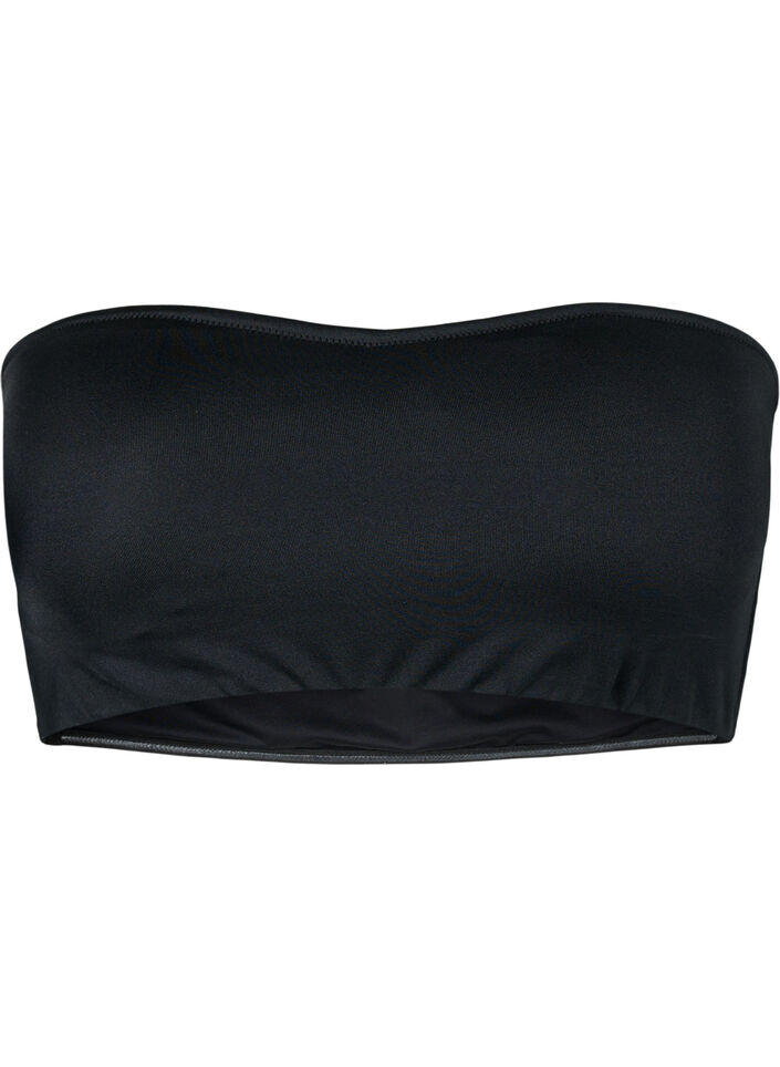 Solid color bandeau bikini top, Black, Packshot image number 0