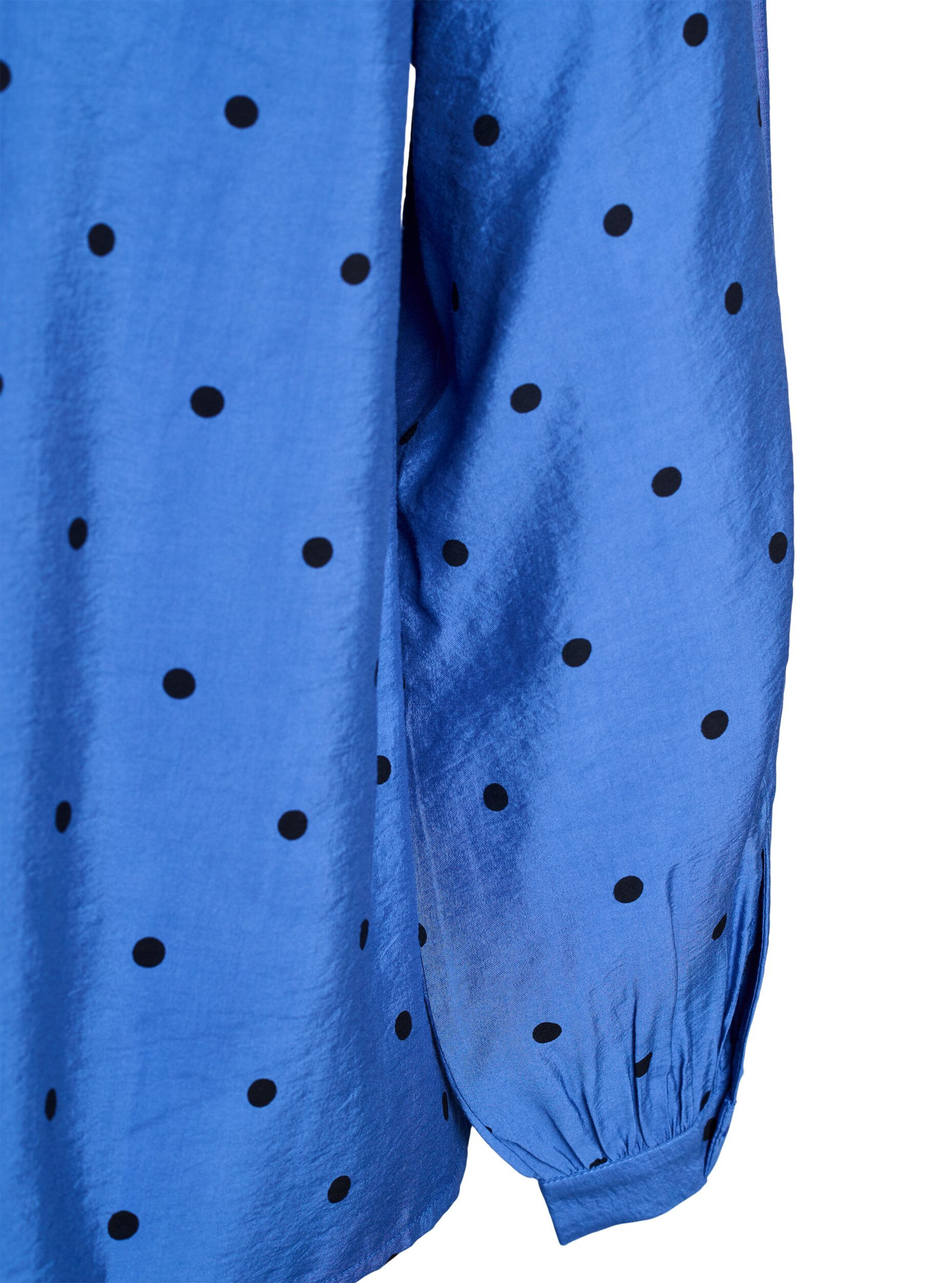 Zizzifashion Dotted blouse with long sleeves, Blue, Packshot image number 3
