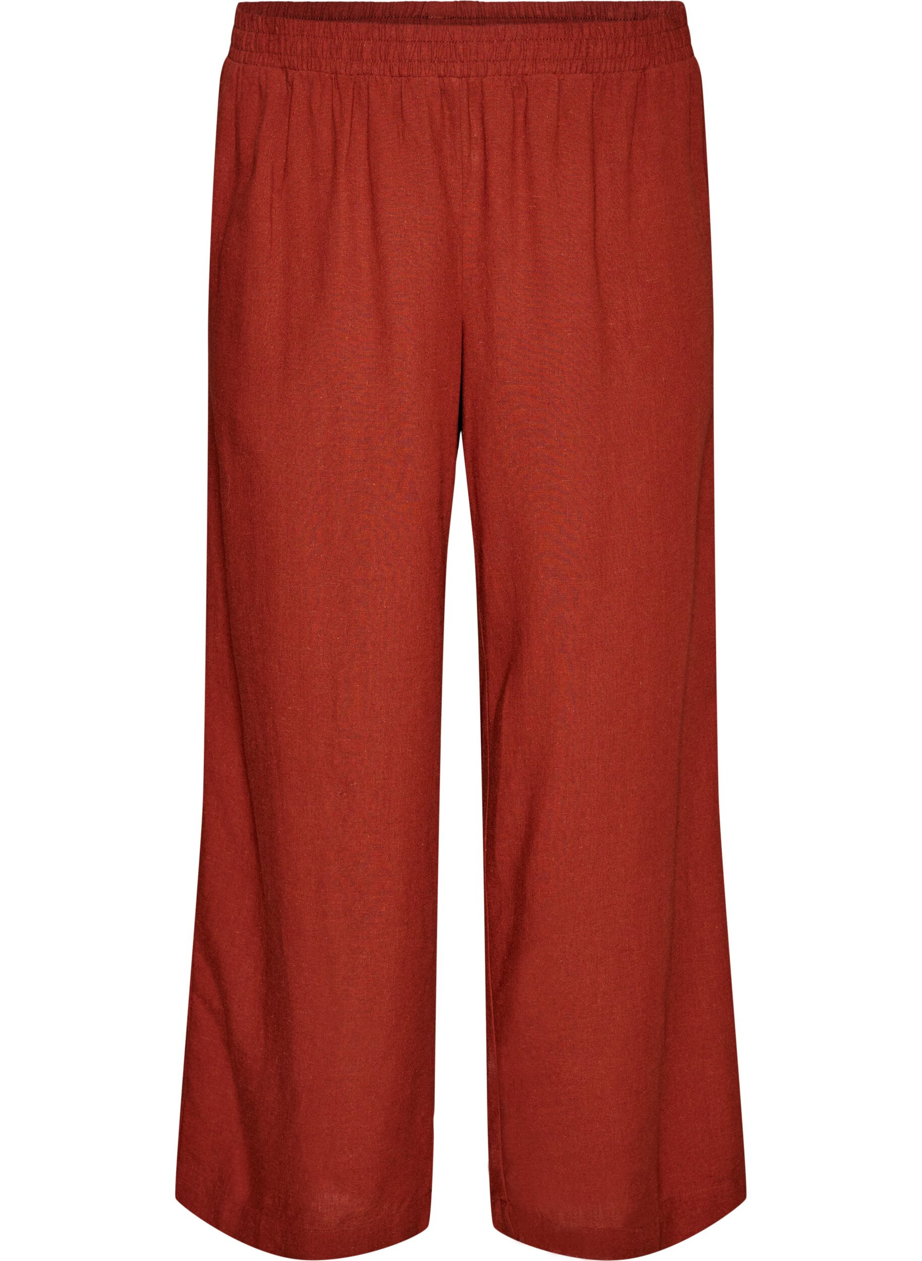 Zizzifashion Wide-leg linen and viscose trousers, Red, Packshot image number 0