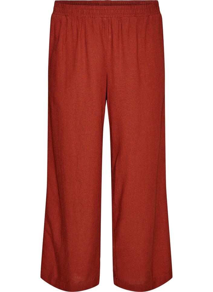 Wide-leg linen and viscose trousers, Red, Packshot