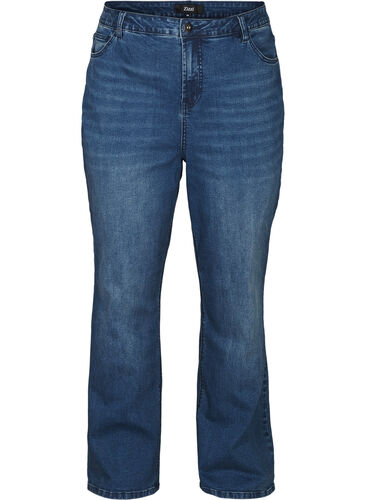 Jeans with an extra high waist, Blue denim, Packshot image number 0