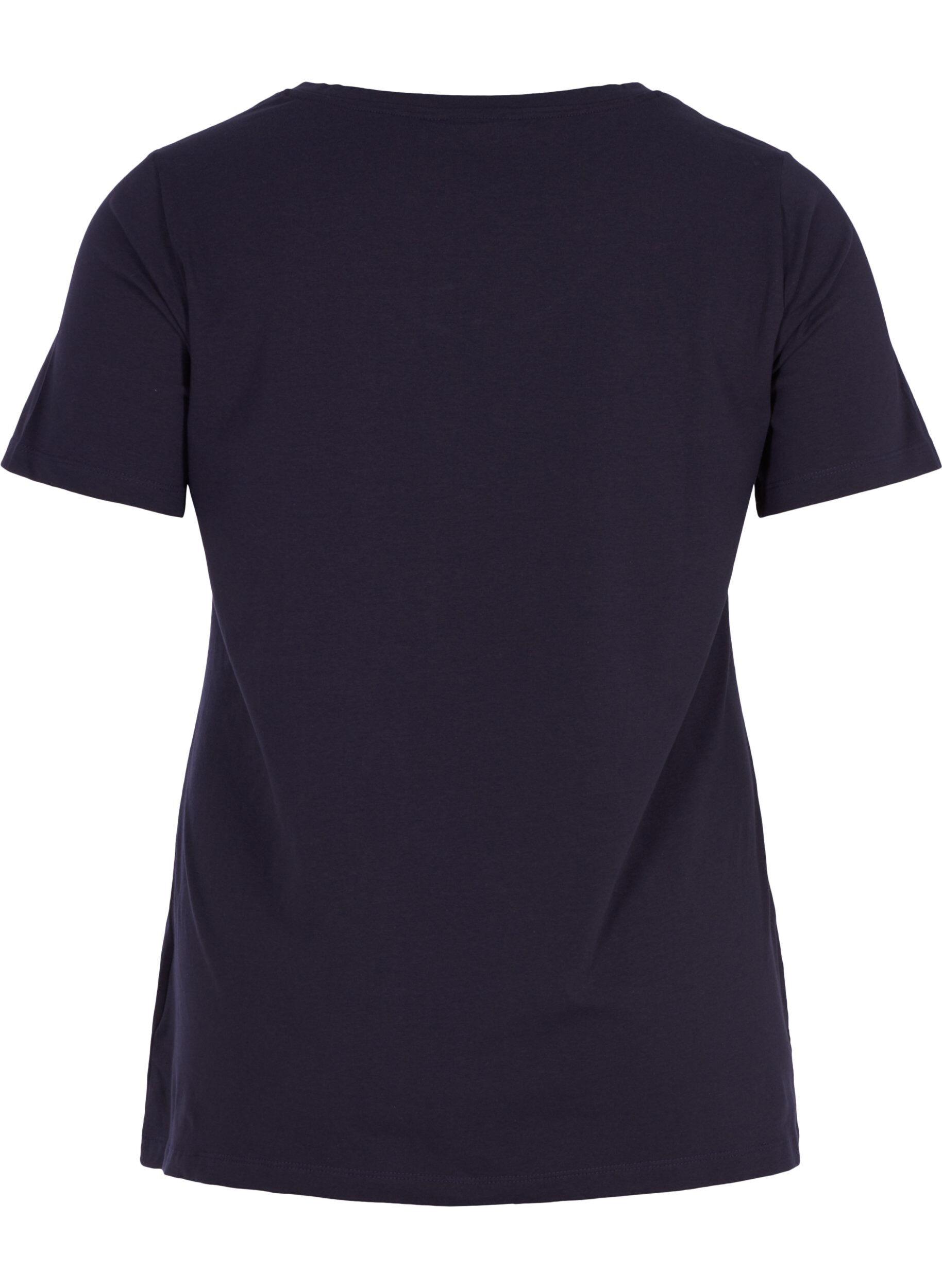 ZizzifashionBasic plain cotton t-shirt, Blue, Packshot image number 1
