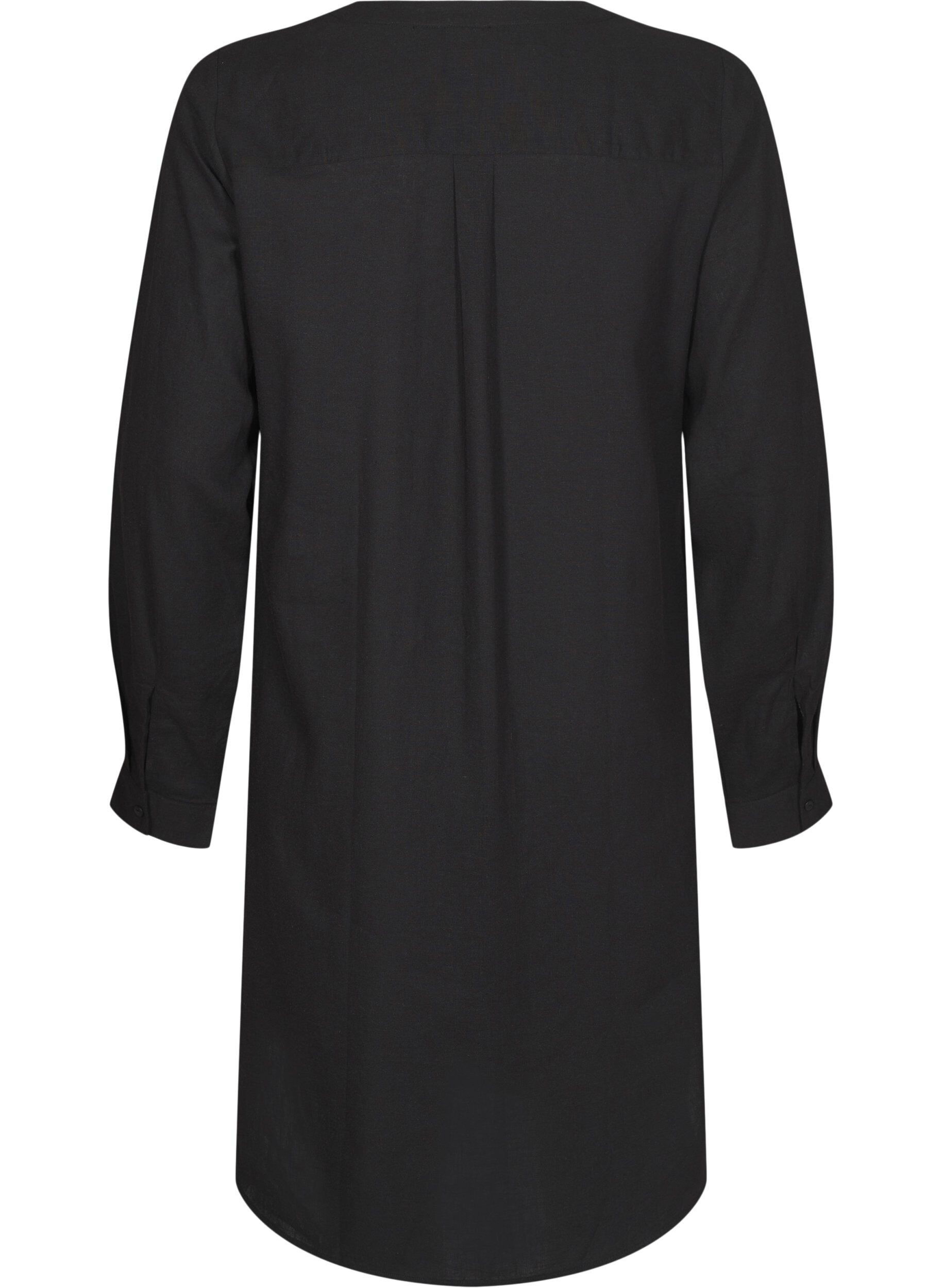 Zizzifashion Long shirt in linen and viscose, Black, Packshot image number 1