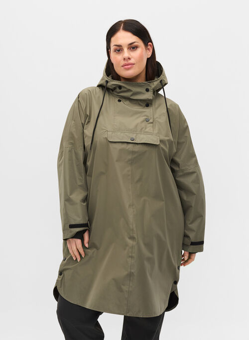 Rain poncho with hood and front pocket 