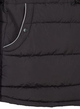 Quilted hooded vest with reflective print, Black, Packshot image number 2