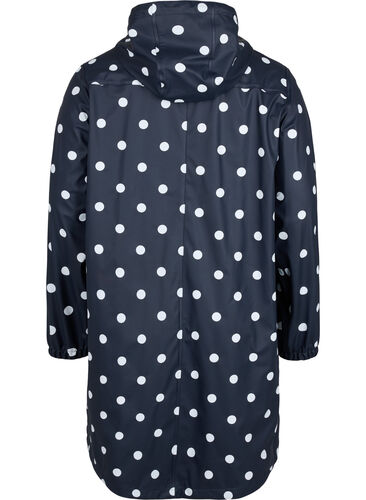 Patterned rain jacket with a hood, Navy Blazer W/Dots, Packshot image number 1