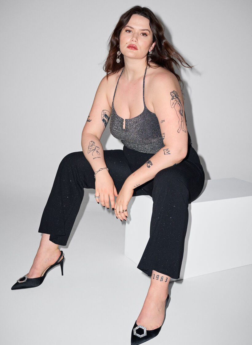 Silver sleeveless top, Black Silver, Image image number 0