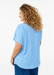 Blouse with short sleeves and a round neckline, Light Blue, Model image number 2