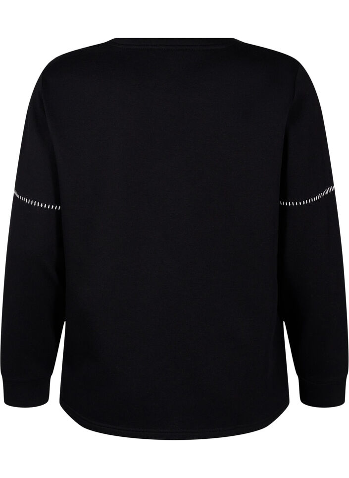 Sweatshirt with contrast stitching, Black, Packshot image number 1