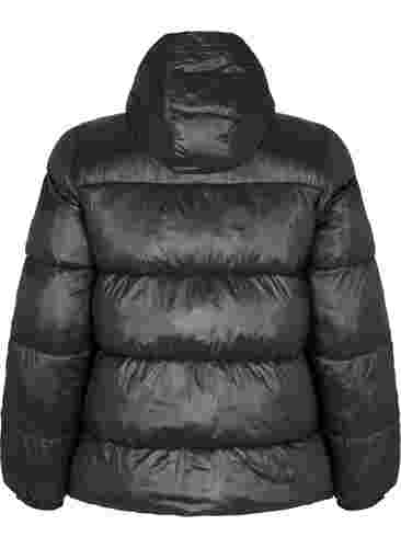 Short puffer jacket with hood, Black, Packshot image number 1