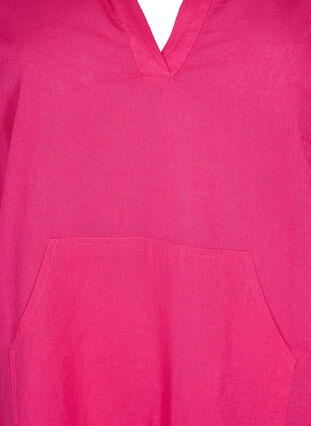 Cotton blend hooded dress with linen, Beetroot Purple, Packshot image number 2