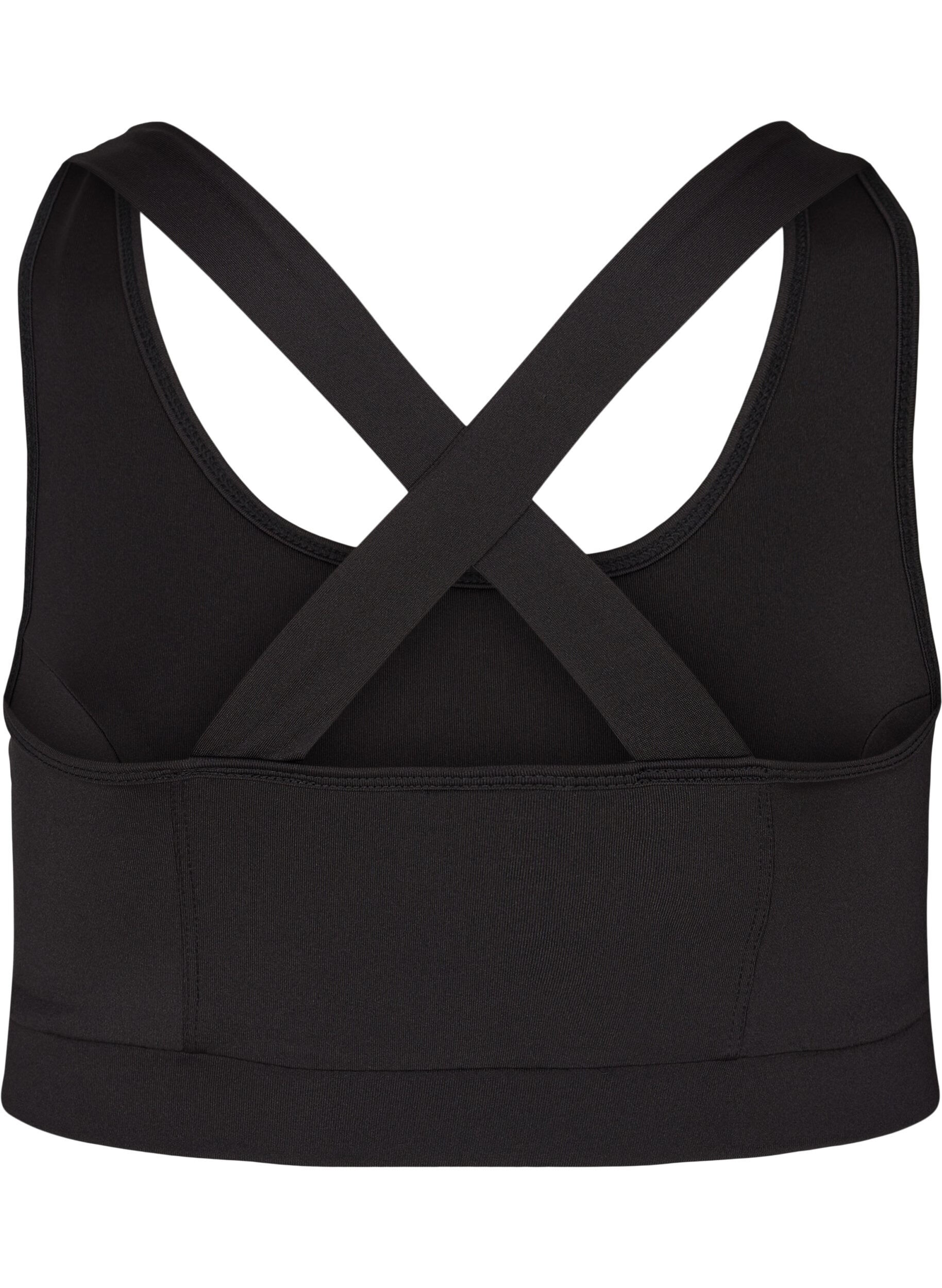 Zizzifashion Solid colour cross back sports bra, Black, Packshot image number 1