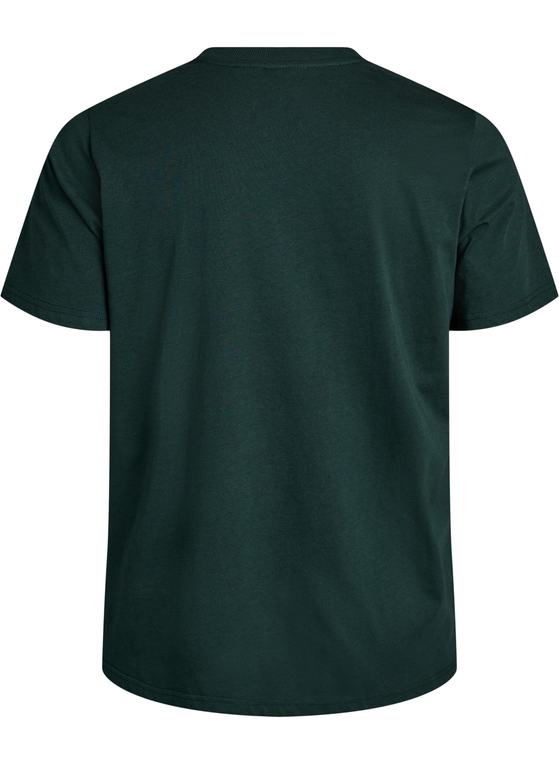 ZizzifashionBasic cotton T-shirt with round neck, Green, Packshot image number 1