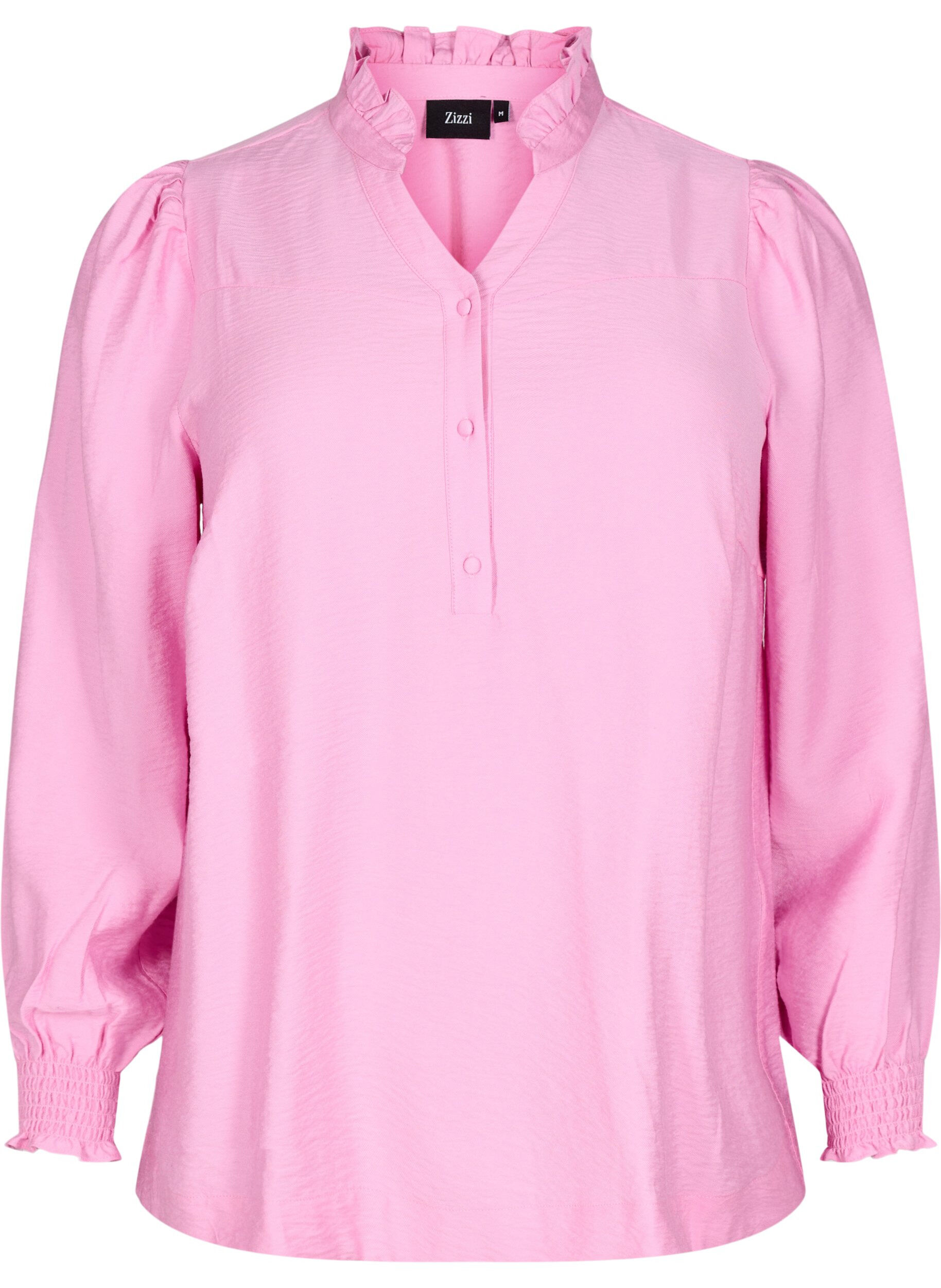 Zizzifashion Blouse with ruffle collar, Pink, Packshot image number 0