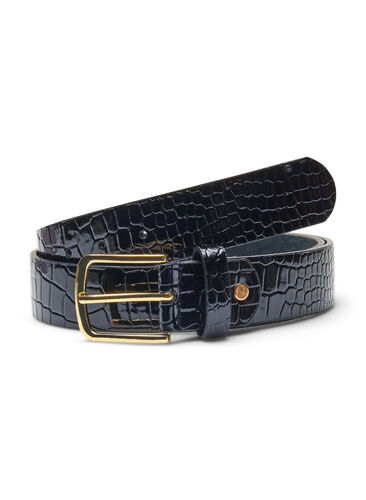 Textured belt in faux leather, Black, Packshot image number 0
