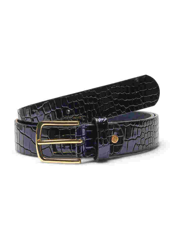 Textured belt in faux leather, Black, Packshot