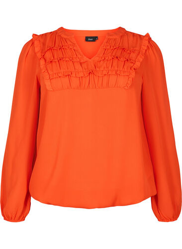 Long-sleeved blouse with frilled details, Orange.com, Packshot image number 0