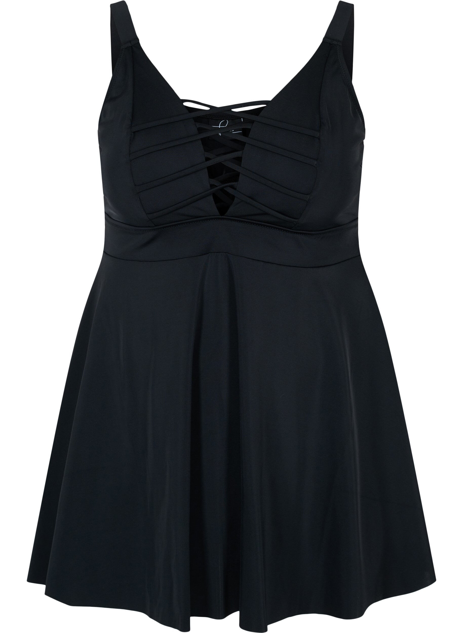 Zizzifashion Swimming dress with string details, Black, Packshot image number 0