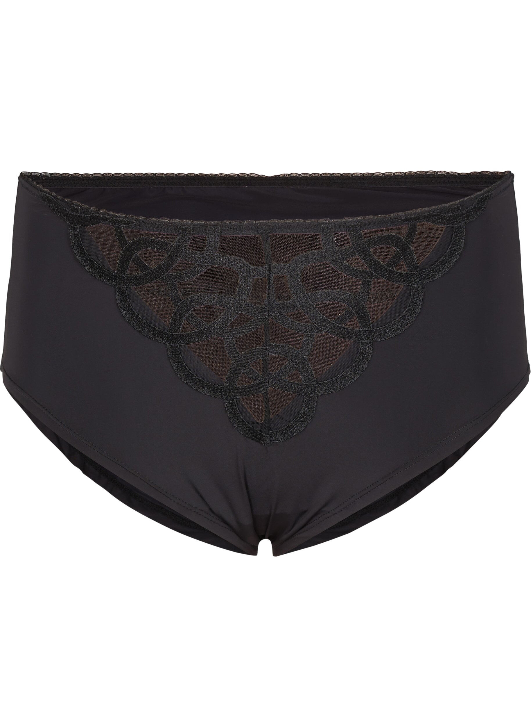 Zizzifashion Microfibre panties with lace details, Black, Packshot image number 0