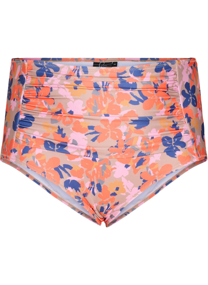 Extra high-waisted bikini bottom with print, Yellow, Packshot image number 0