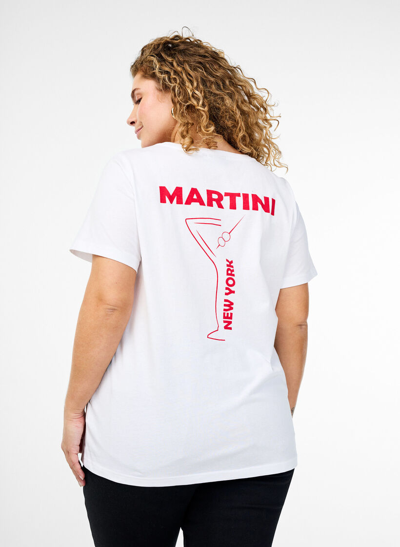 T-shirt with print details on the front and back, White, Model image number 0