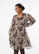 Short A-line dress with floral print, Black, Model image number 0